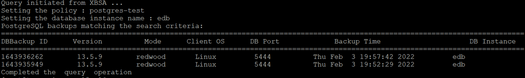 Query Backup